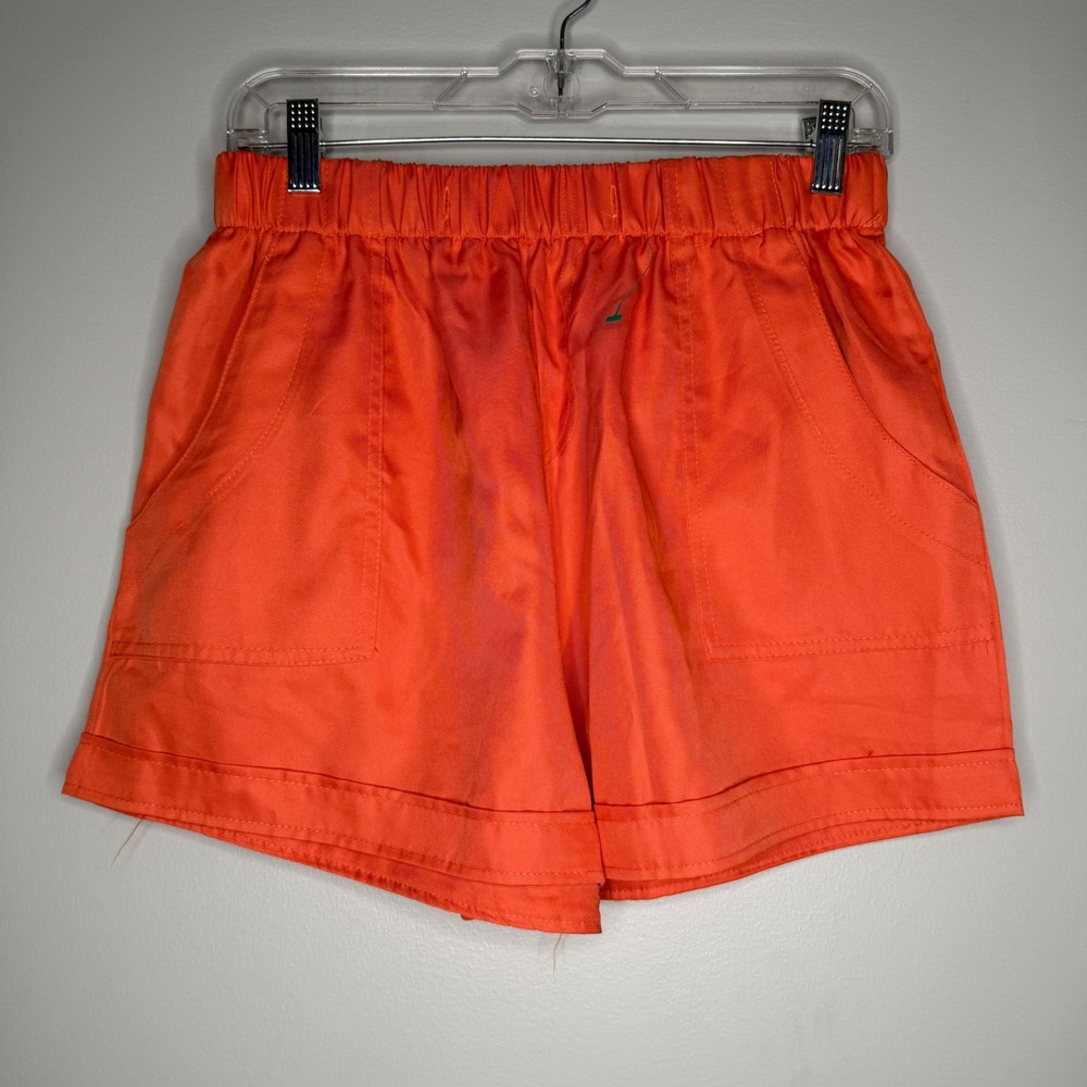 Romantichut Shorts Women Large Orange Elastic Waist Pockets Casual 4987